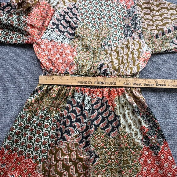 Zara Dress Womens XS Paisley Mini V-neck Long Balloon sleeves elastic cuffs - Picture 15 of 16